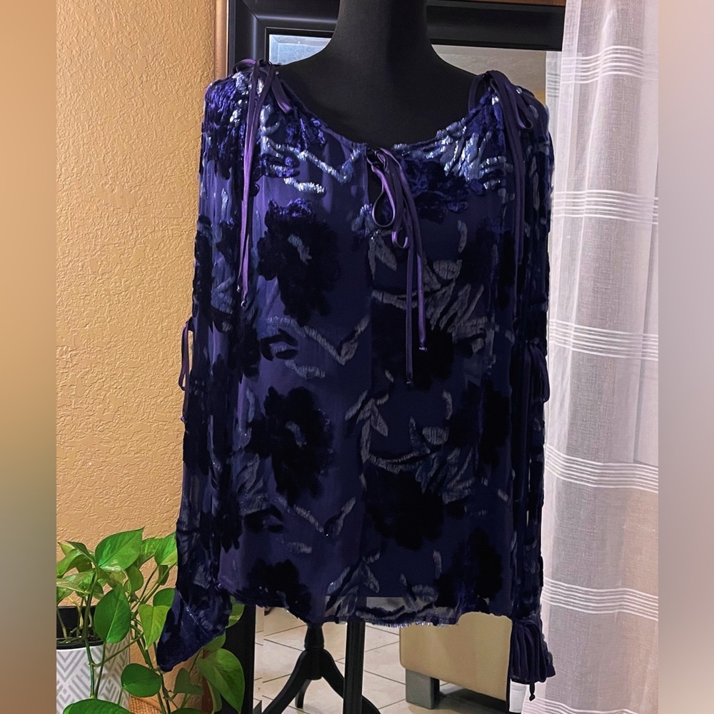Worth Purple Floral Blouse size M - Picture 3 of 16